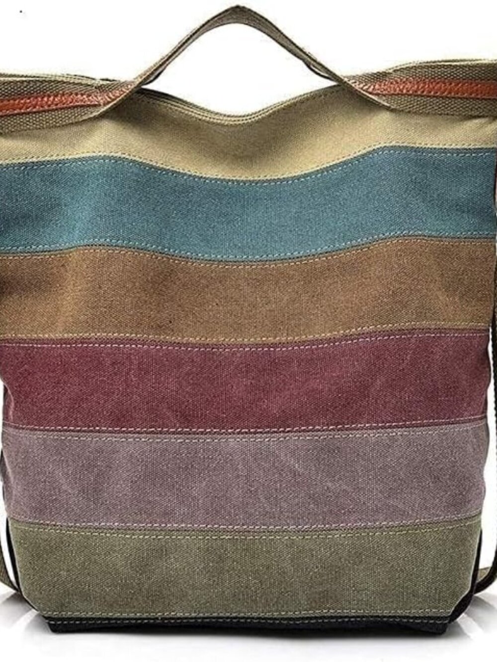 Women's Canvas Hobo Handbag, Multi-Color Tote Crossbody Bag